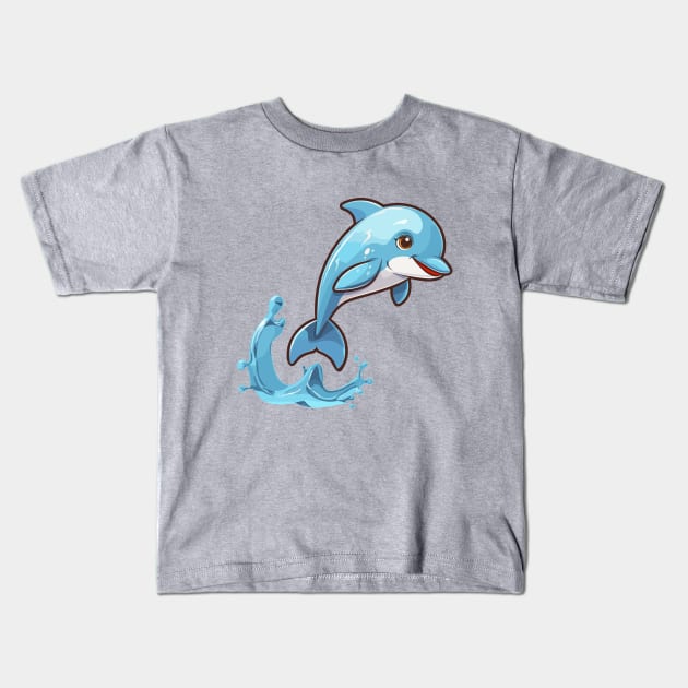 Cartoon Cute Kawaii Adorable Dolphin Kids T-Shirt by SimplyIdeas